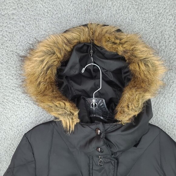 Marc New York Jacket Womens Xl Black Down Puffer Parka Hooded Faux Fur - Picture 3 of 13